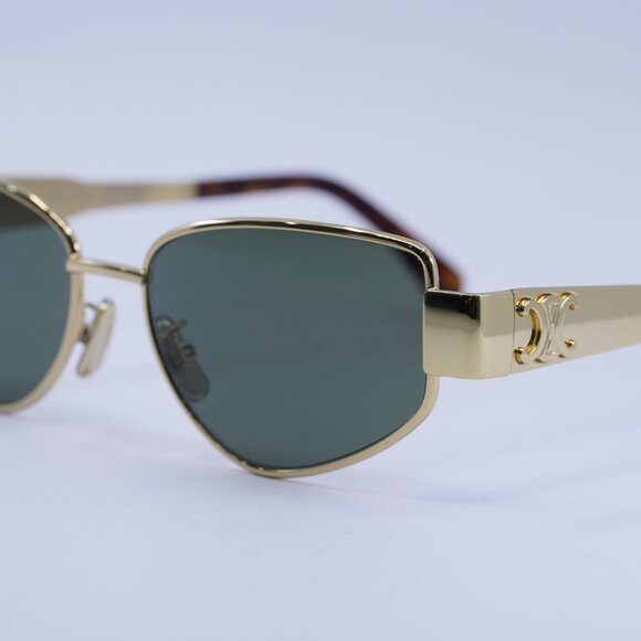Celine CL40293U 30N Sunglasses Gold Cat Eye Frame, Green Lenses main image 7